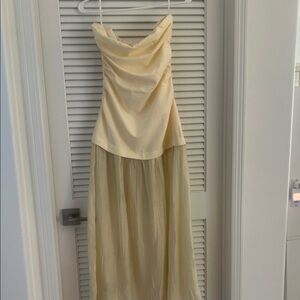 Commense Strapless Cream Dress